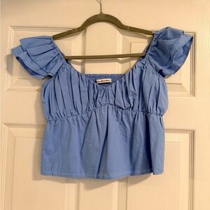 Abercrombie & Fitch Sky Blue Puff Sleeve Top